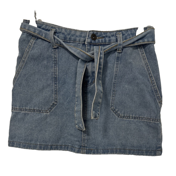 Women's 8 Light Denim Micro Mini Skirt Schoolgirl Academia Preppy Y2K 90's - Picture 1 of 6